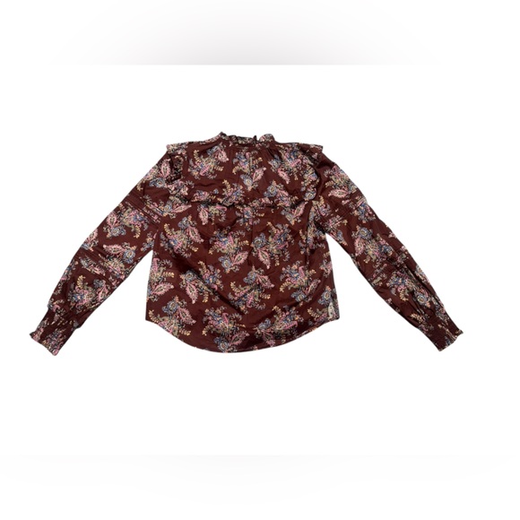 NWT women’s VERONICA BEARD paisley Hopkins Printed Long Sleeve Ruffle Blouse sz6 - Picture 4 of 10